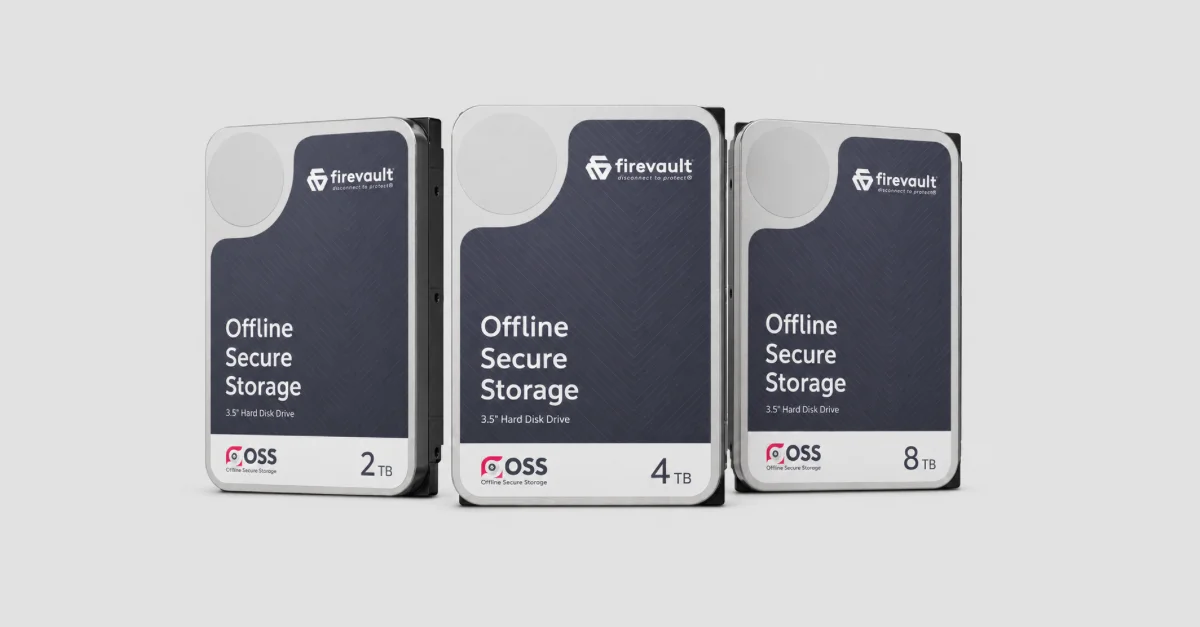Firevault Offline Secure Storage 2TB, 4TB and 8TB physical drives
