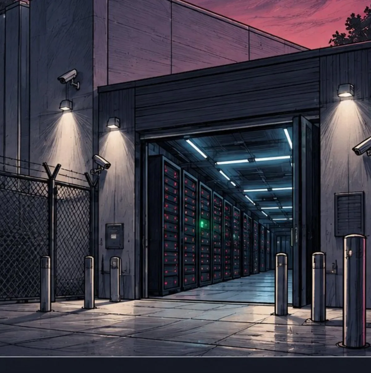 Inside a Firevault Bunker: a secure, monitored corridor of storage cabinets