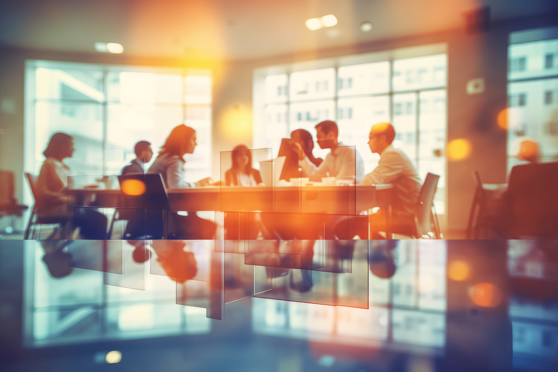 A team meeting around a boardroom table, one Offline Secure Storage seat per verified member
