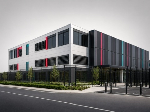 Exterior of a Firevault Bunker facility with perimeter fencing, monitored approaches and a controlled entrance
