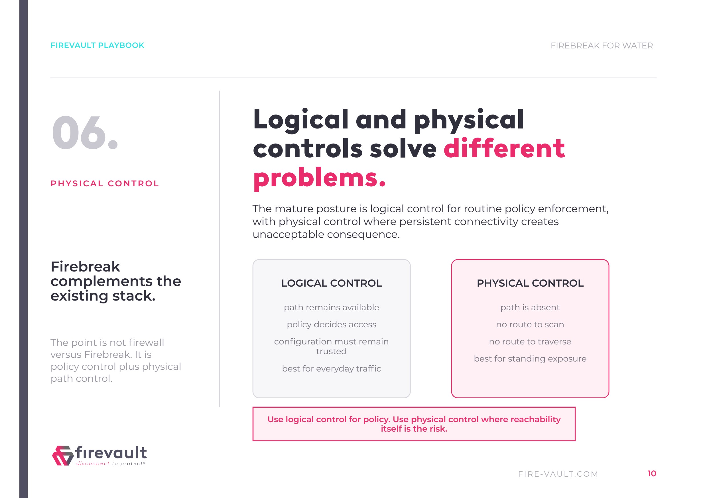 Control for Water: Deployment Playbook preview, Physical vs logical control